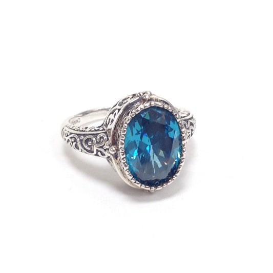 London Blue Topaz and Sterling Silver Solitaire Ring, Size 12