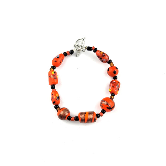 Lampshade Orange Glass Beaded Bracelet by J.J. Dean