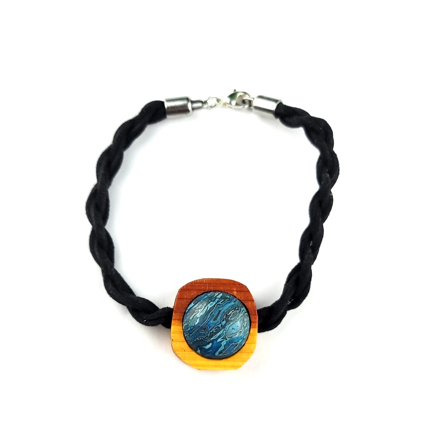 Blue Onyx & Ceder Wood Pendant, Bracelet by J.J. Dean