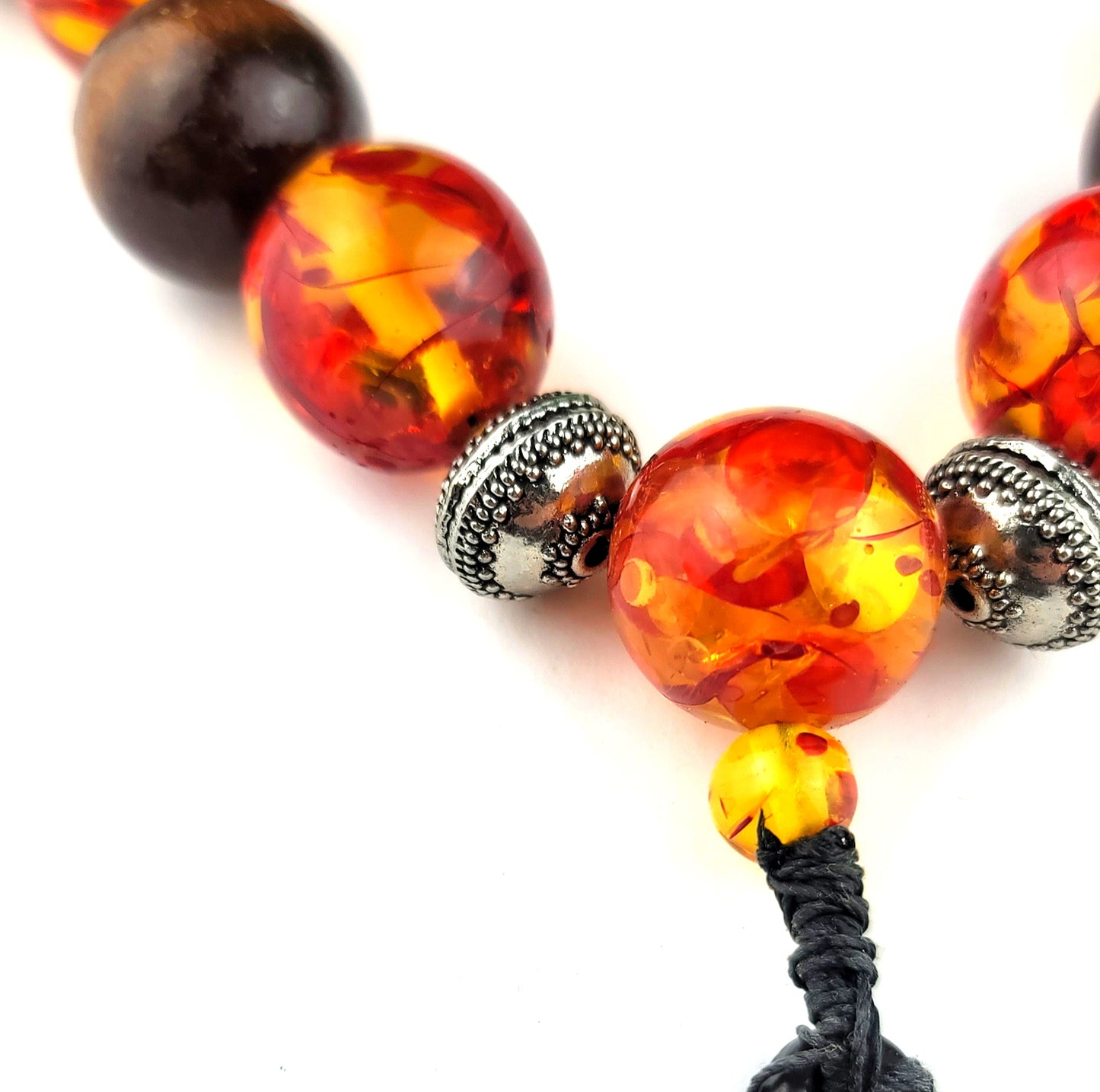 Synthetic Amber, Bodhi Wood Grand Master Mala Necklace by J.J. Dean