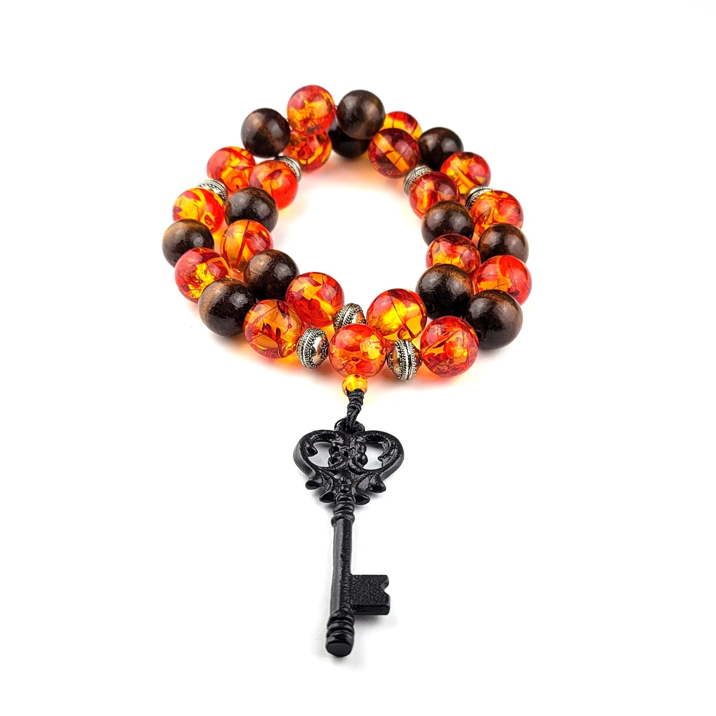 Synthetic Amber, Bodhi Wood Grand Master Mala Necklace by J.J. Dean