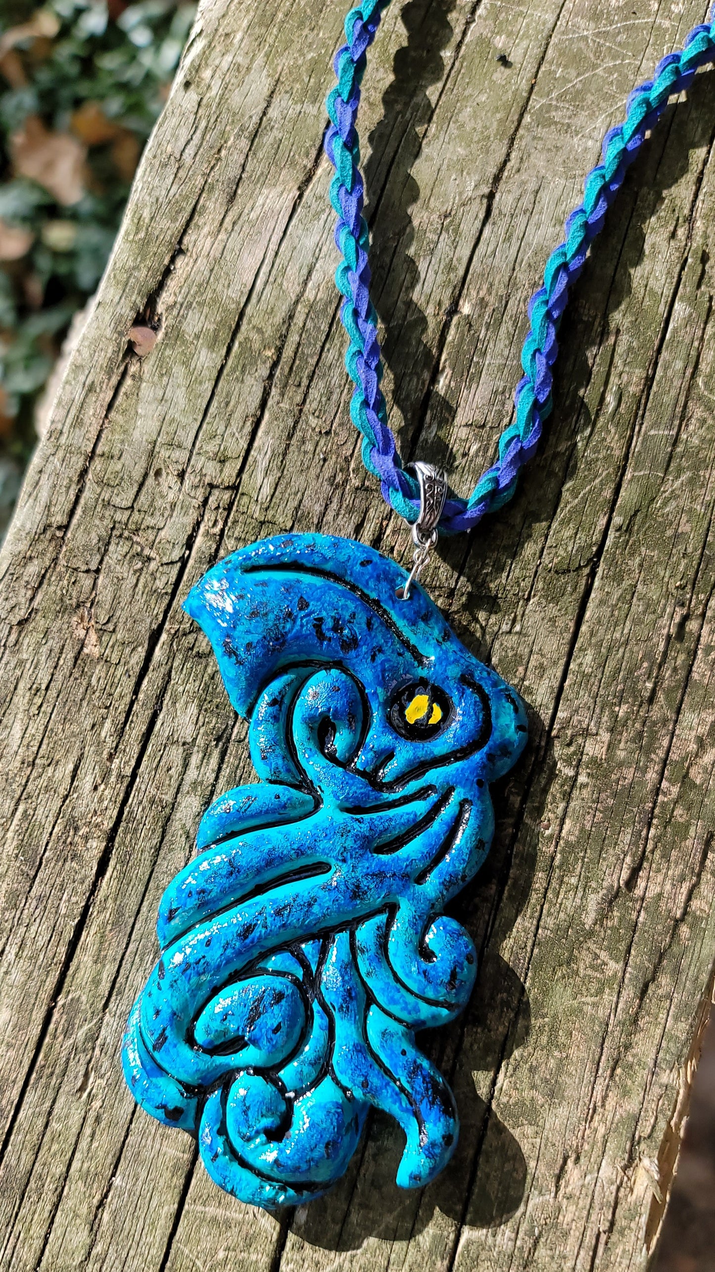 Blue Kraken Necklace by J.J. Dean