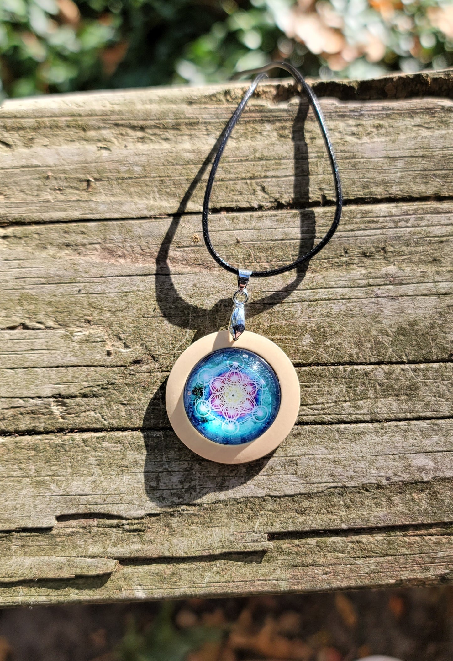 Wooden Sacred Pendant Geometry Necklace