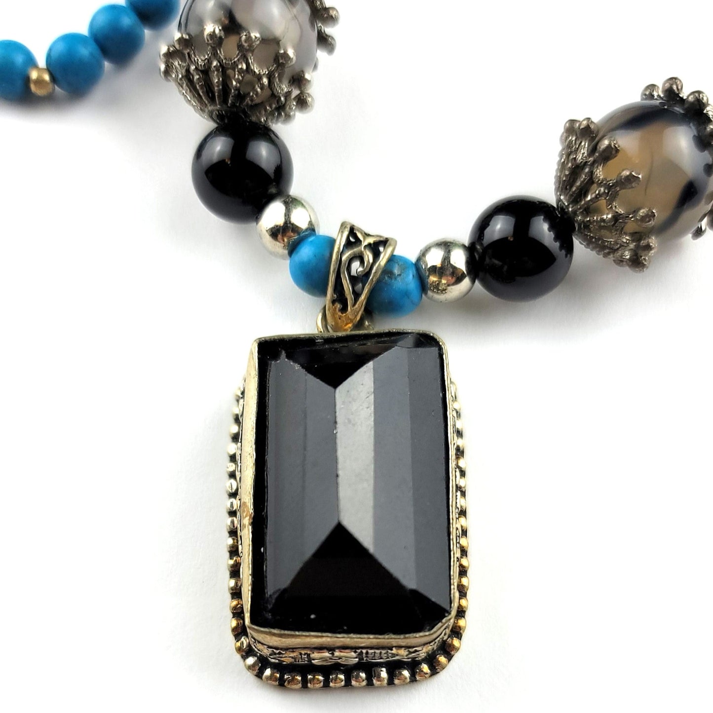 Smoky Quartz & Turquoise Necklace by J.J. Dean