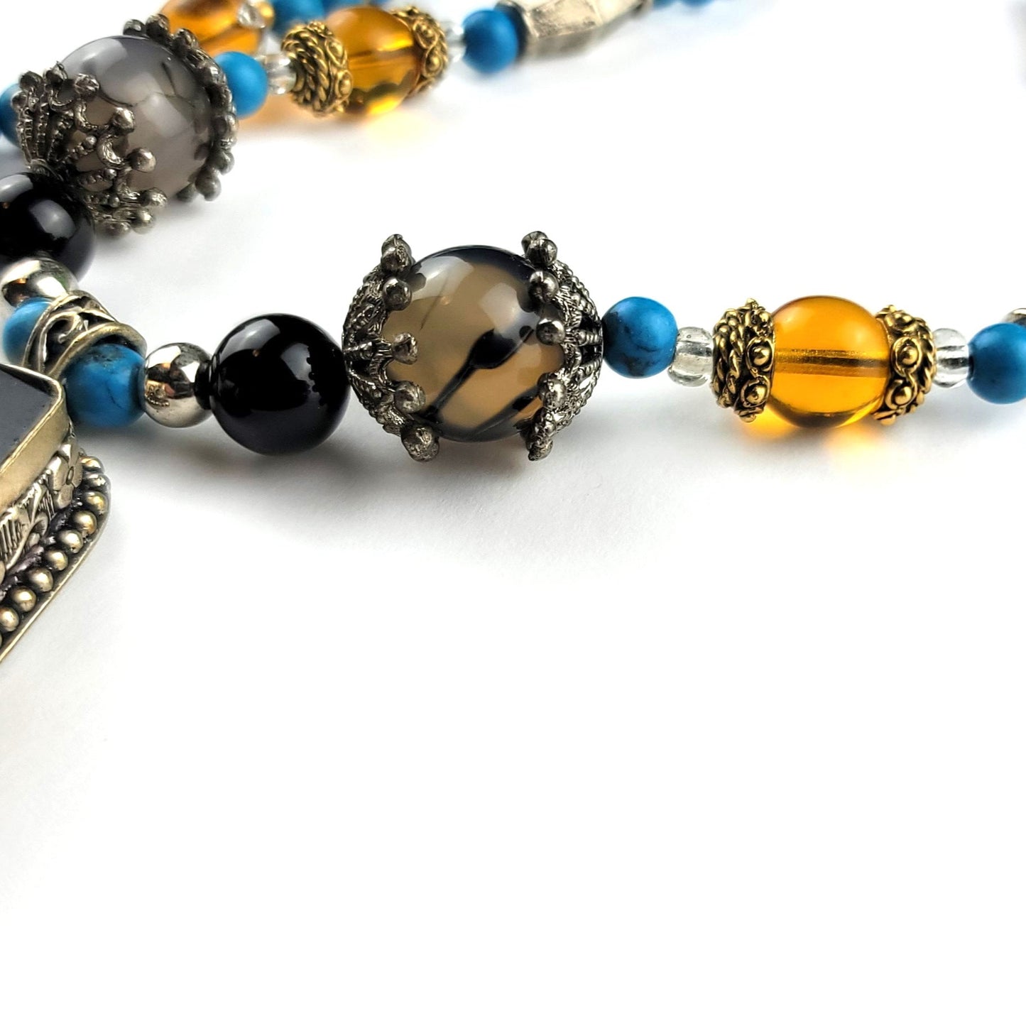 Smoky Quartz & Turquoise Necklace by J.J. Dean