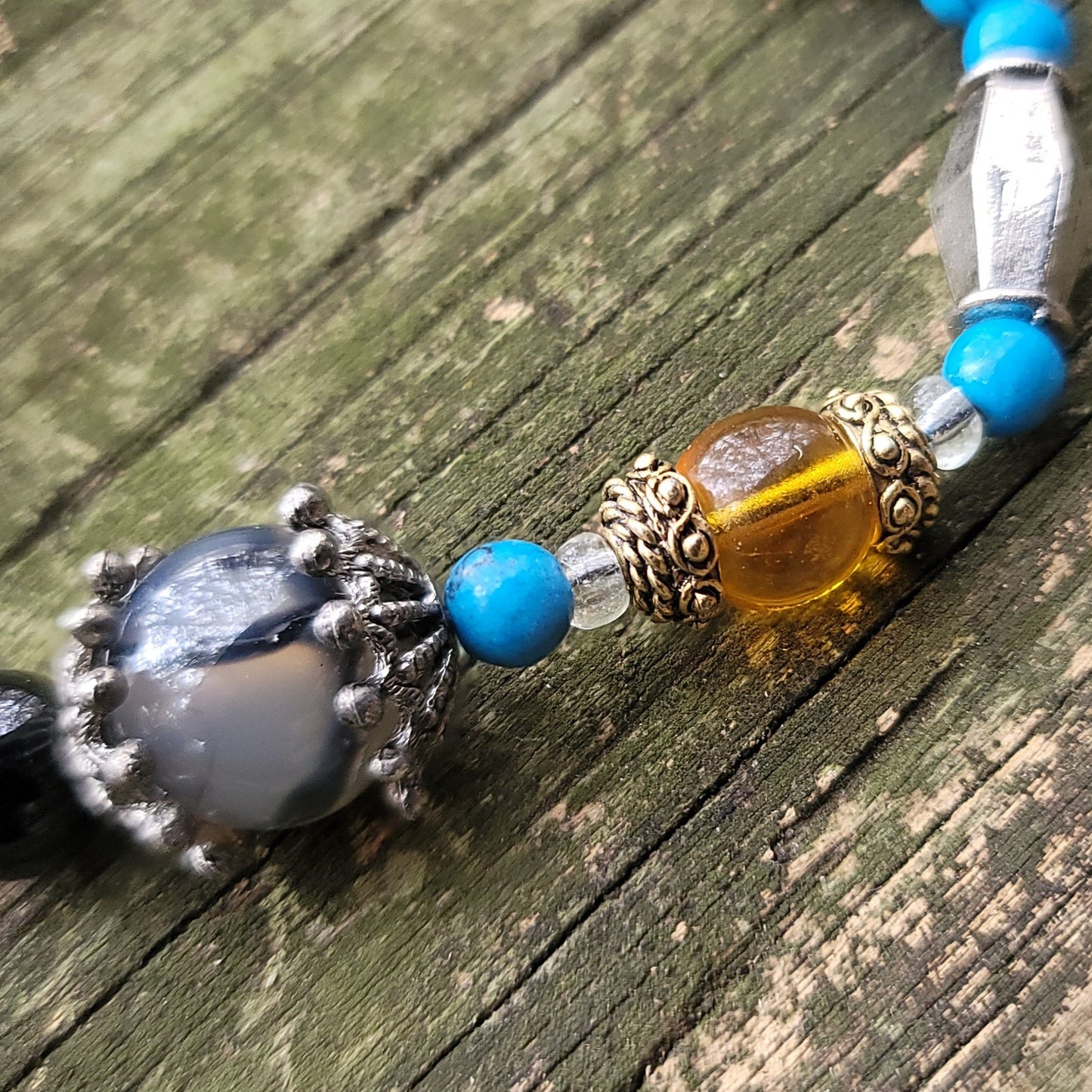 Smoky Quartz & Turquoise Necklace by J.J. Dean