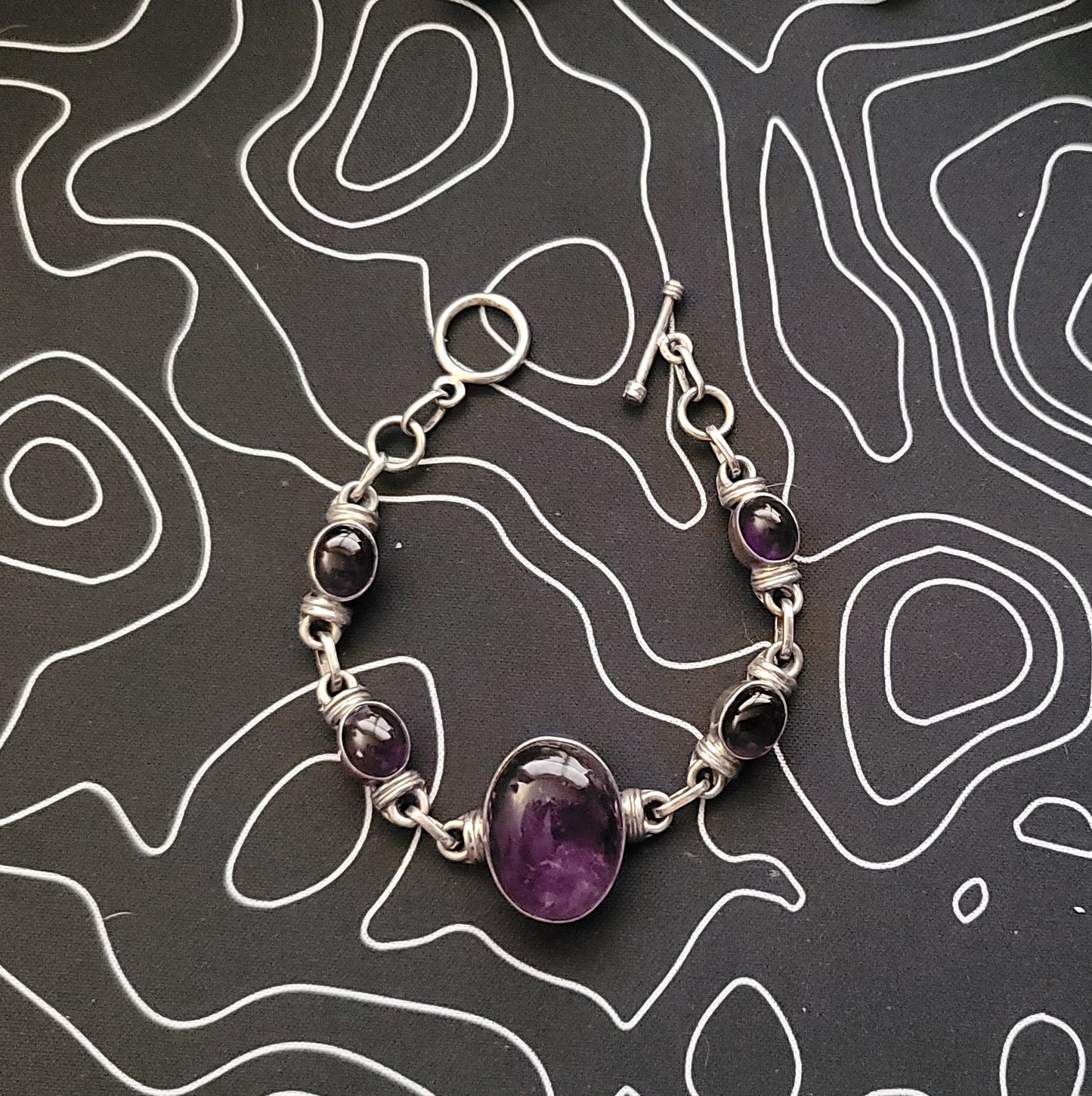 Vintage .925 Sterling Silver Amethyst Tennis Bracelet