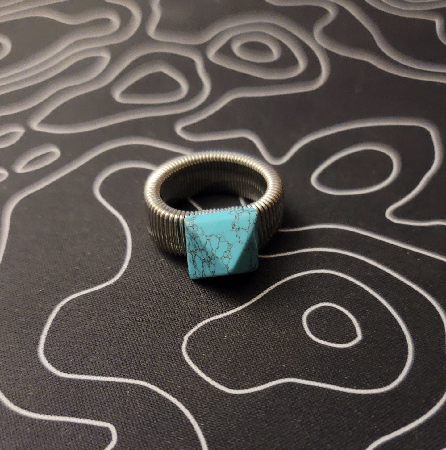 Block Turquoise Pyramid Ring by J.J. Dean