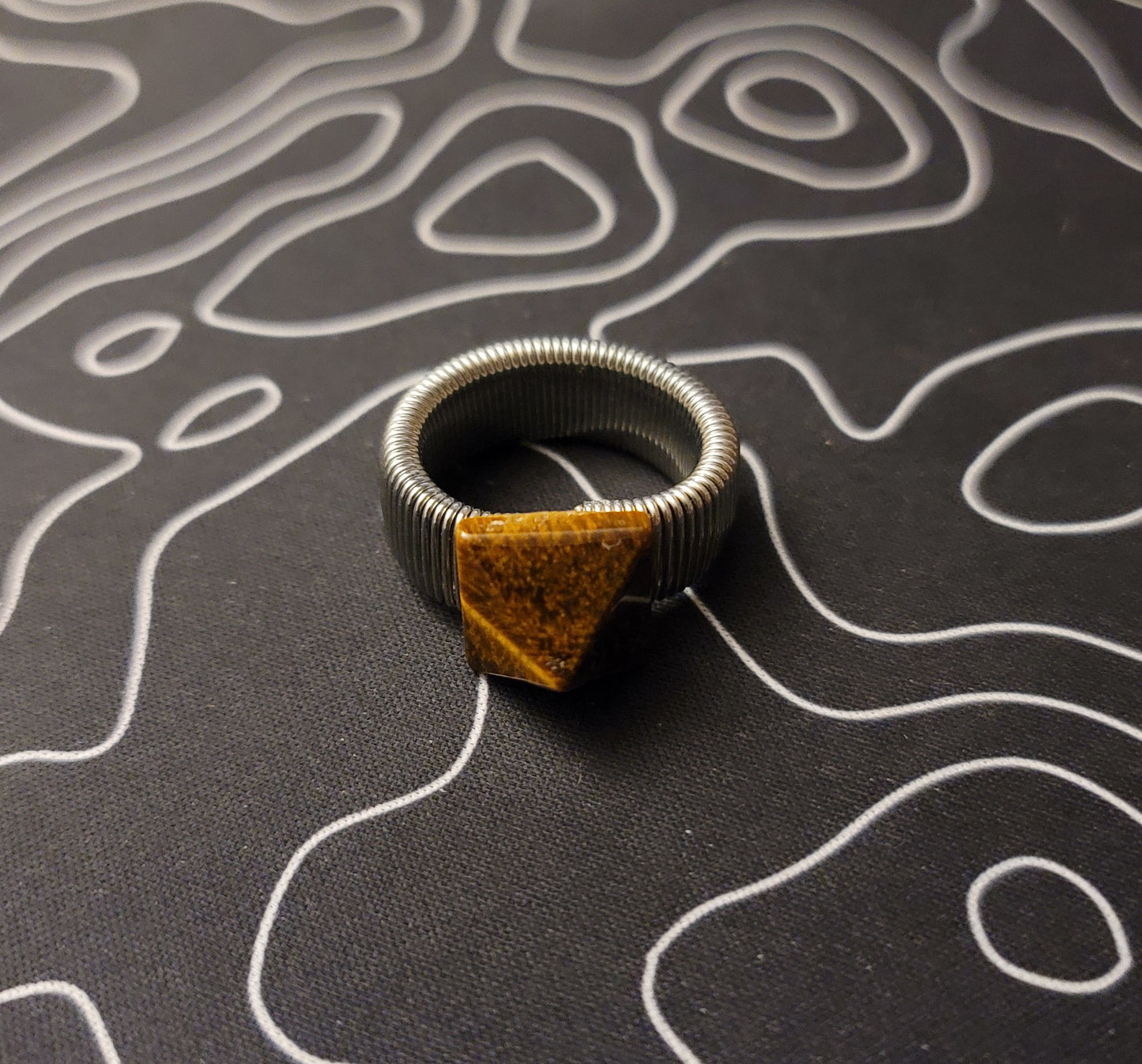 Tigers Eye Pyramid Ring by J.J. Dean