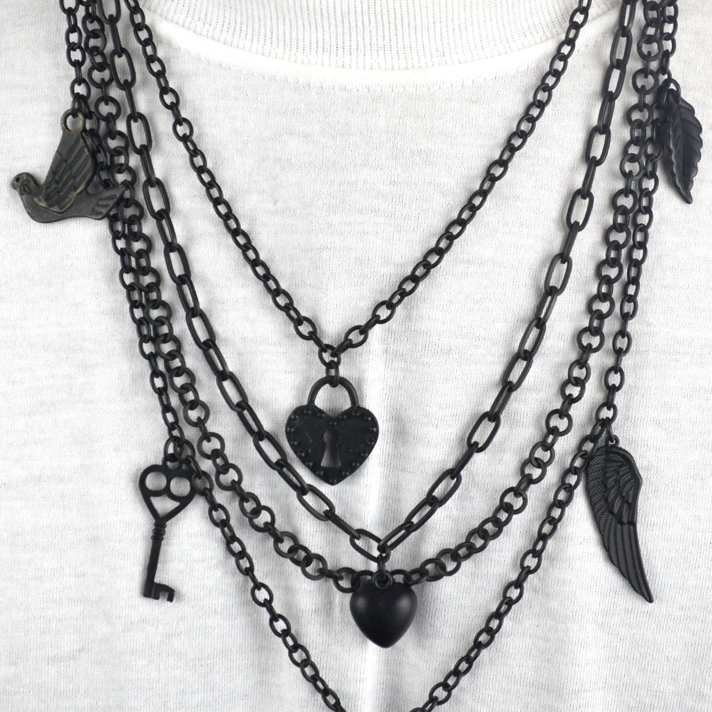 Vintage Alchemy Gothic Alice in Wonderland Triple Chain Necklace