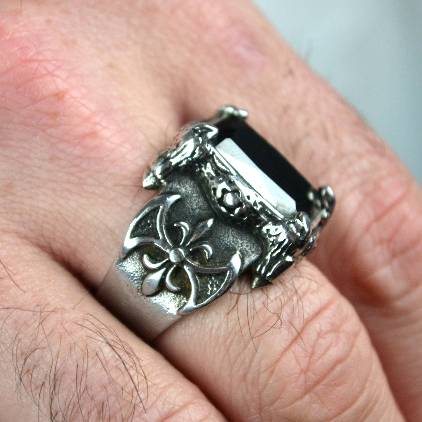 Stainless Steel Gothic Statement Ring Size 12