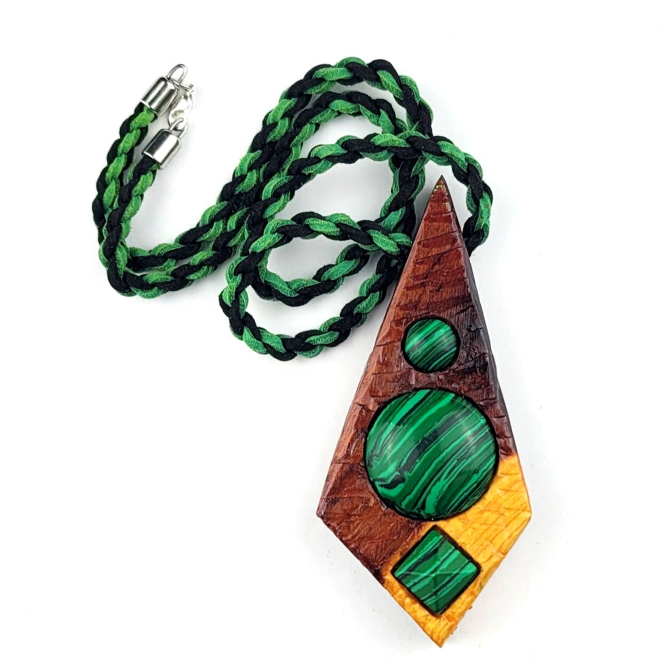 Malachite & Cedar, Pendant, Necklace by J.J. Dean