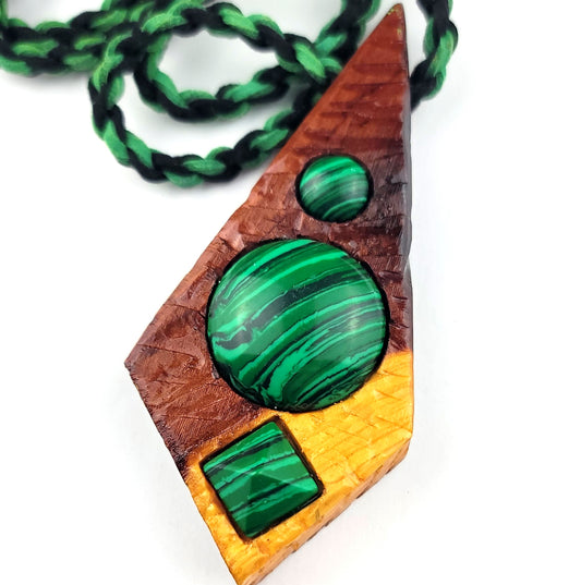 Malachite & Cedar, Pendant, Necklace by J.J. Dean