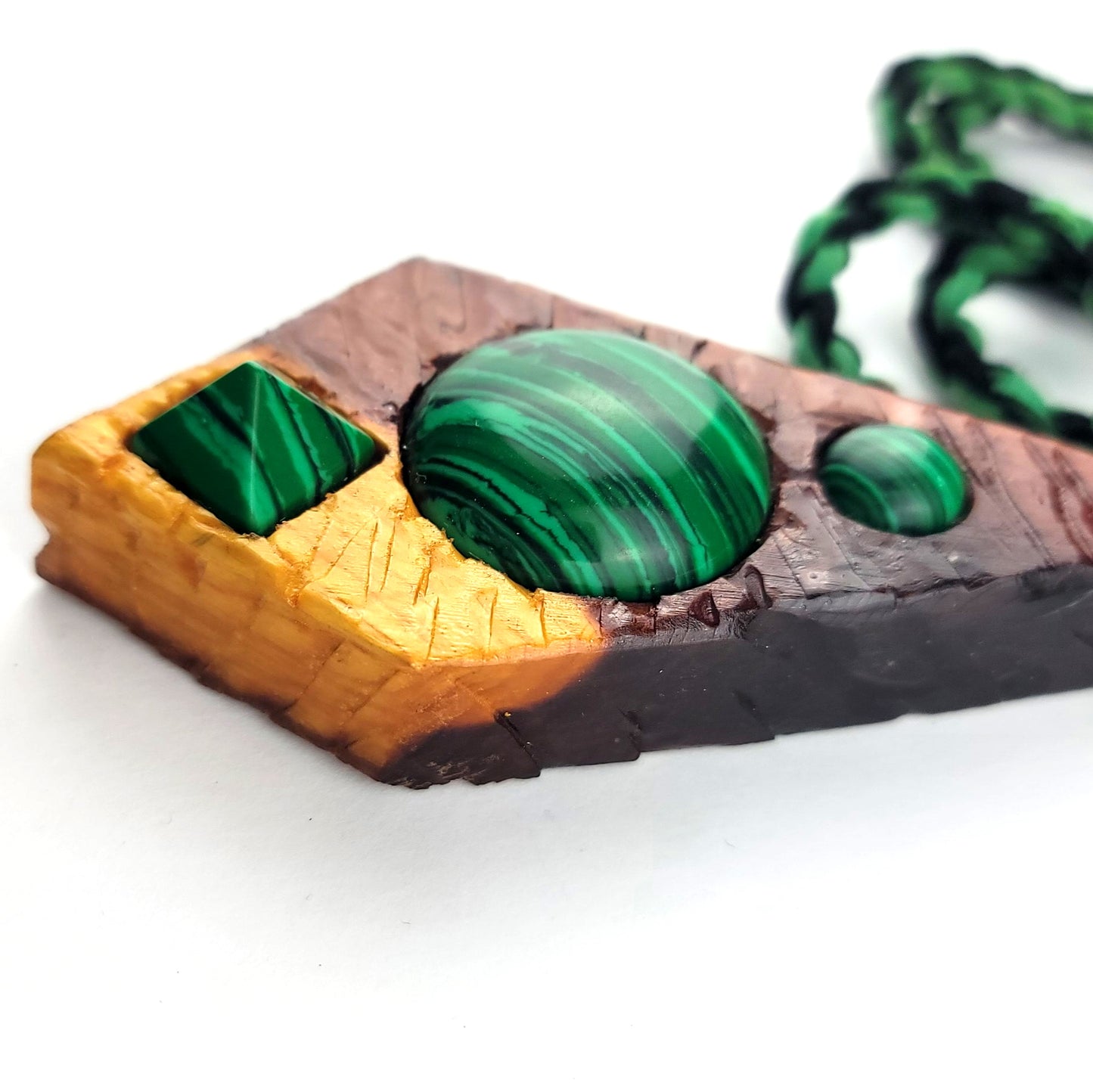 Malachite & Cedar, Pendant, Necklace by J.J. Dean