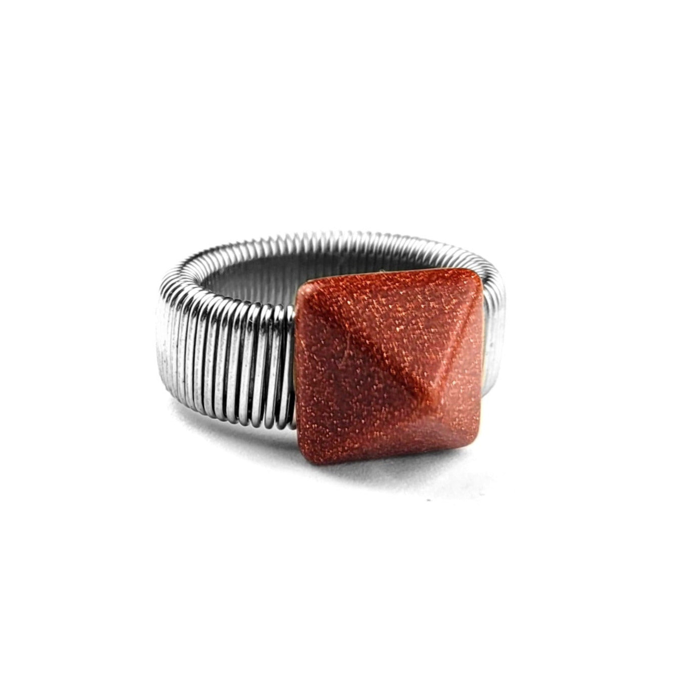 Goldstone Pyramid Ring by J.J. Dean