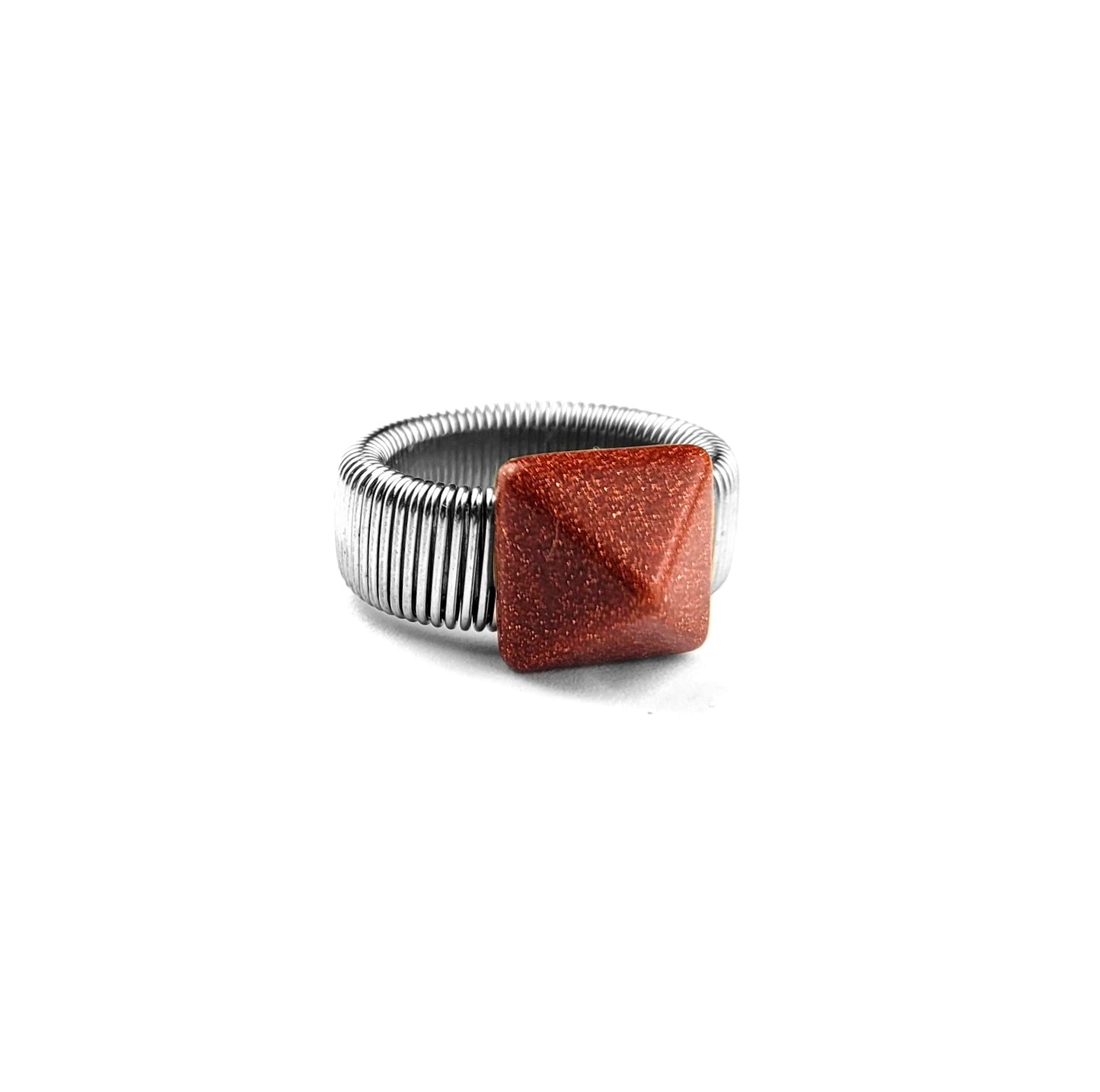 Goldstone Pyramid Ring by J.J. Dean