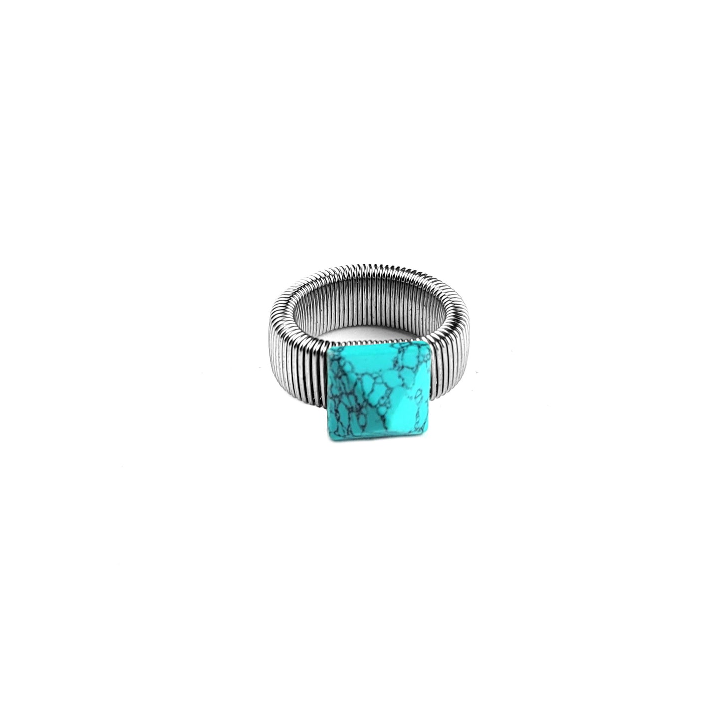 Block Turquoise Pyramid Ring by J.J. Dean