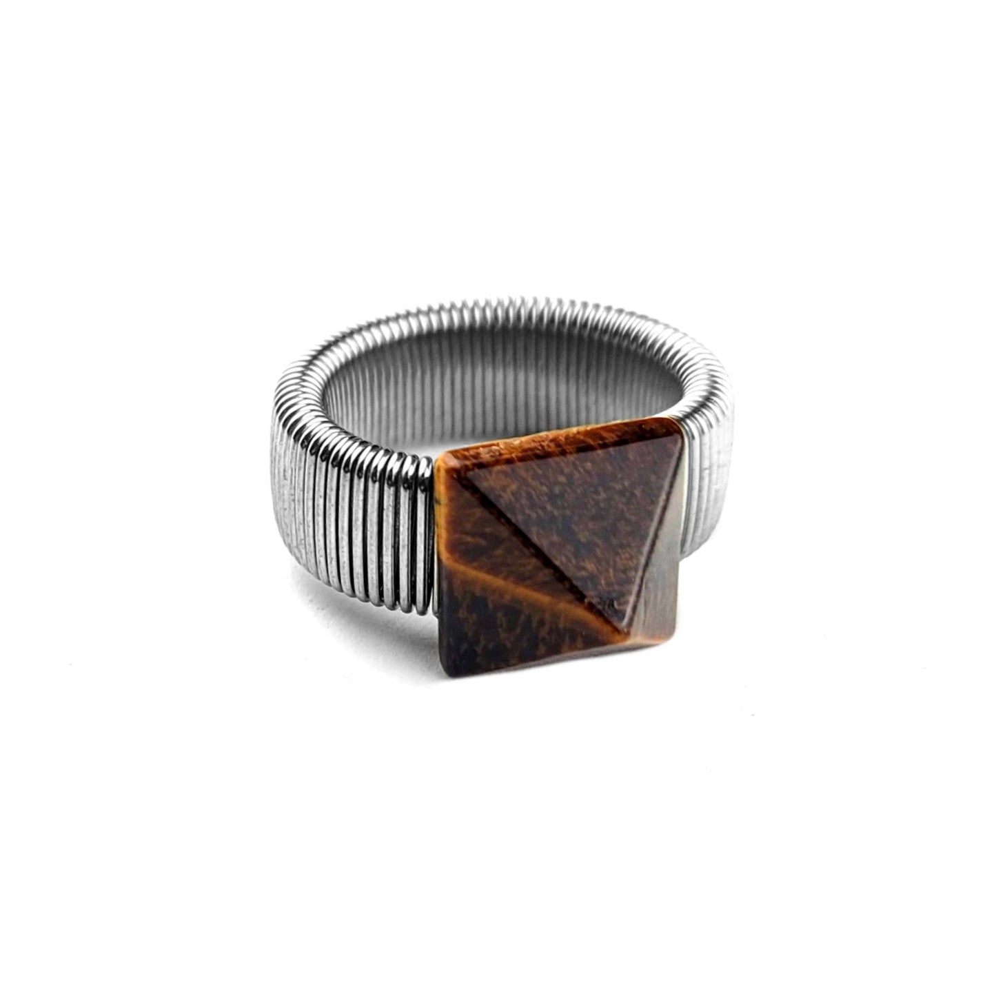 Tigers Eye Pyramid Ring by J.J. Dean