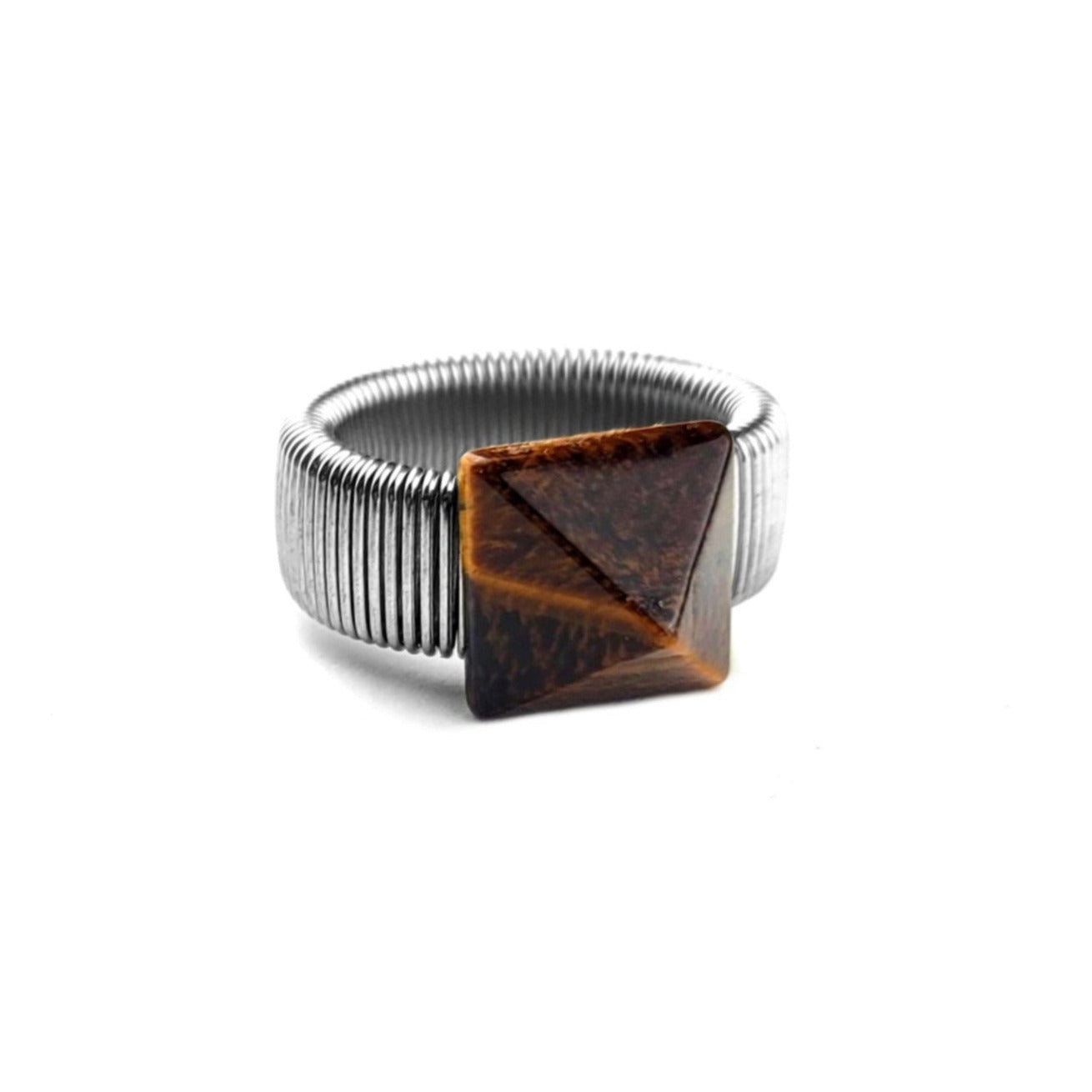 Tigers Eye Pyramid Ring by J.J. Dean