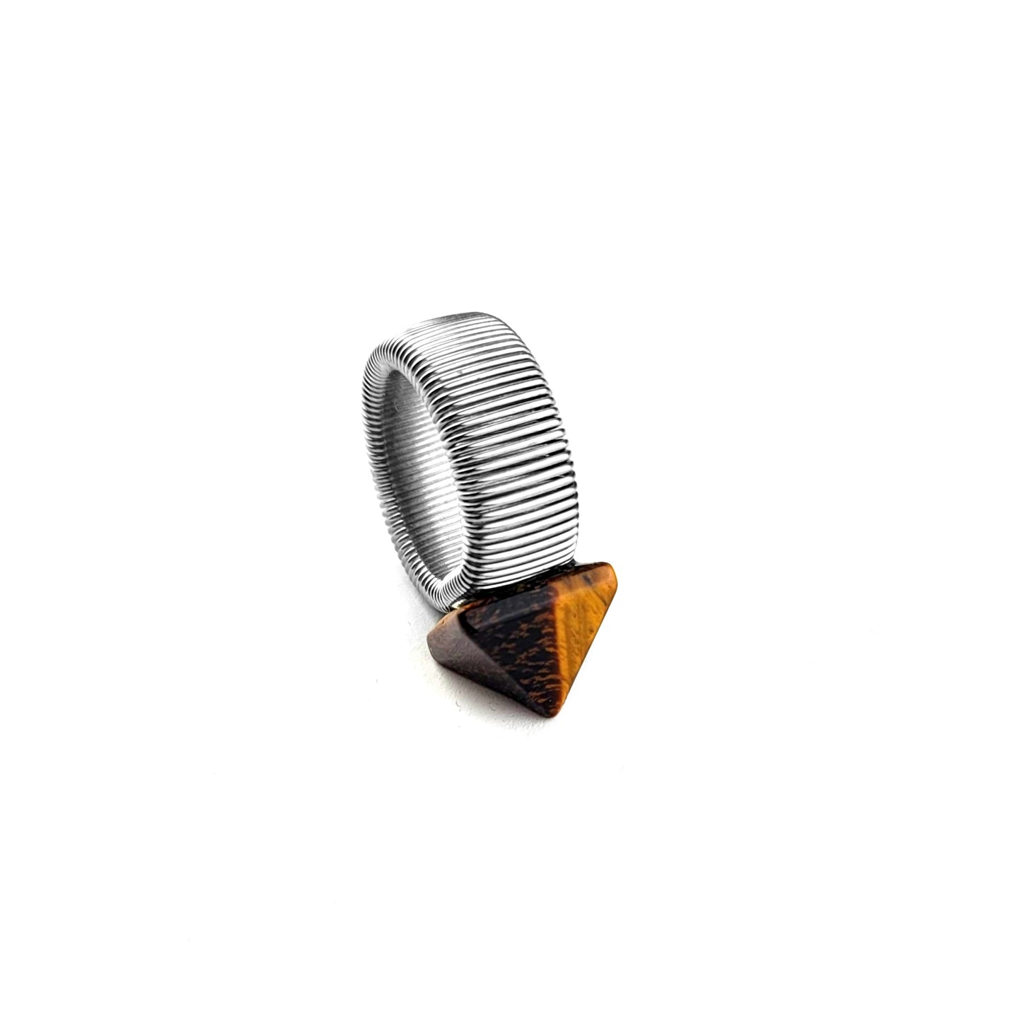 Tigers Eye Pyramid Ring by J.J. Dean