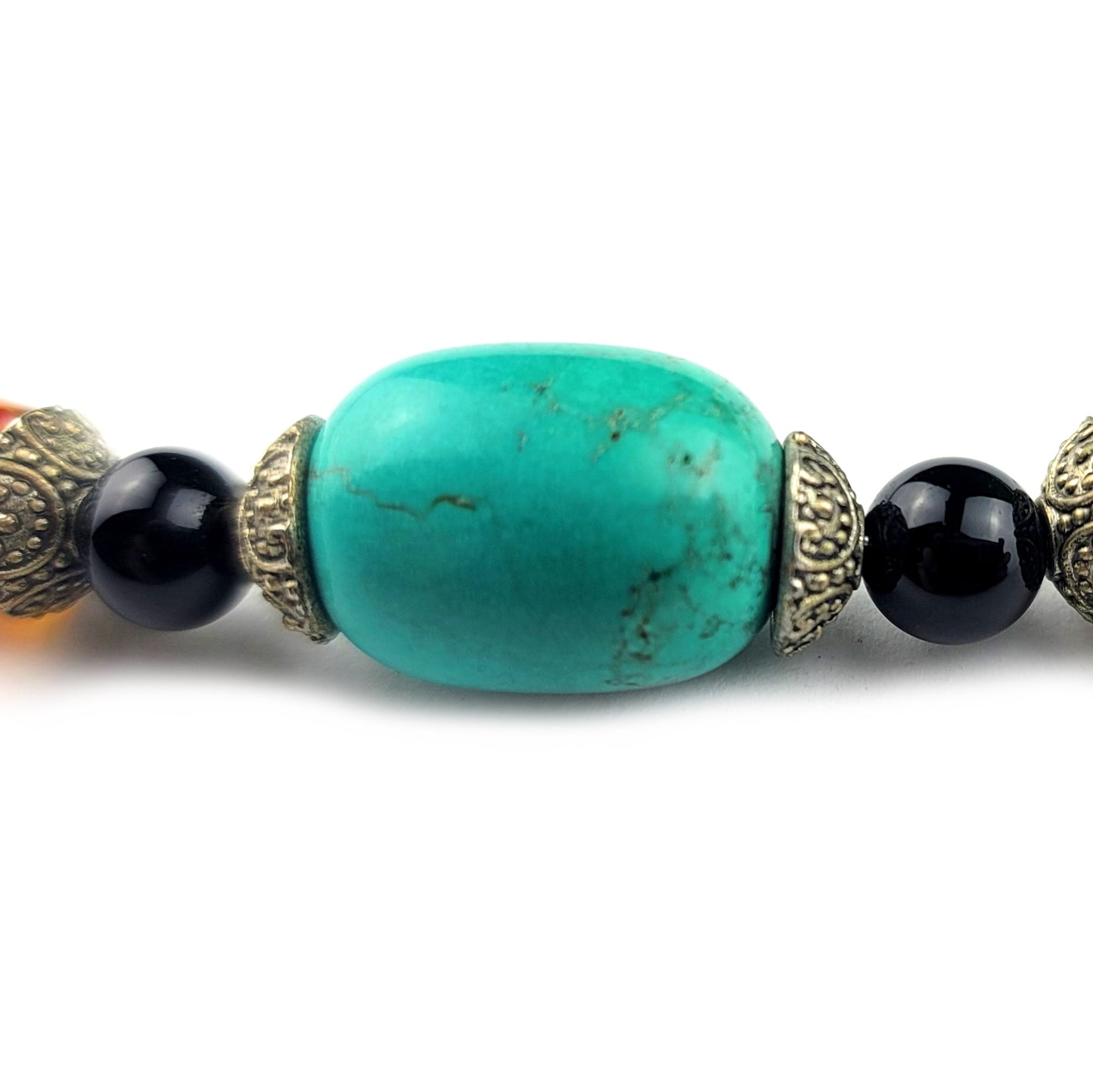 Turquoise and Amber Necklace by J.J. Dean