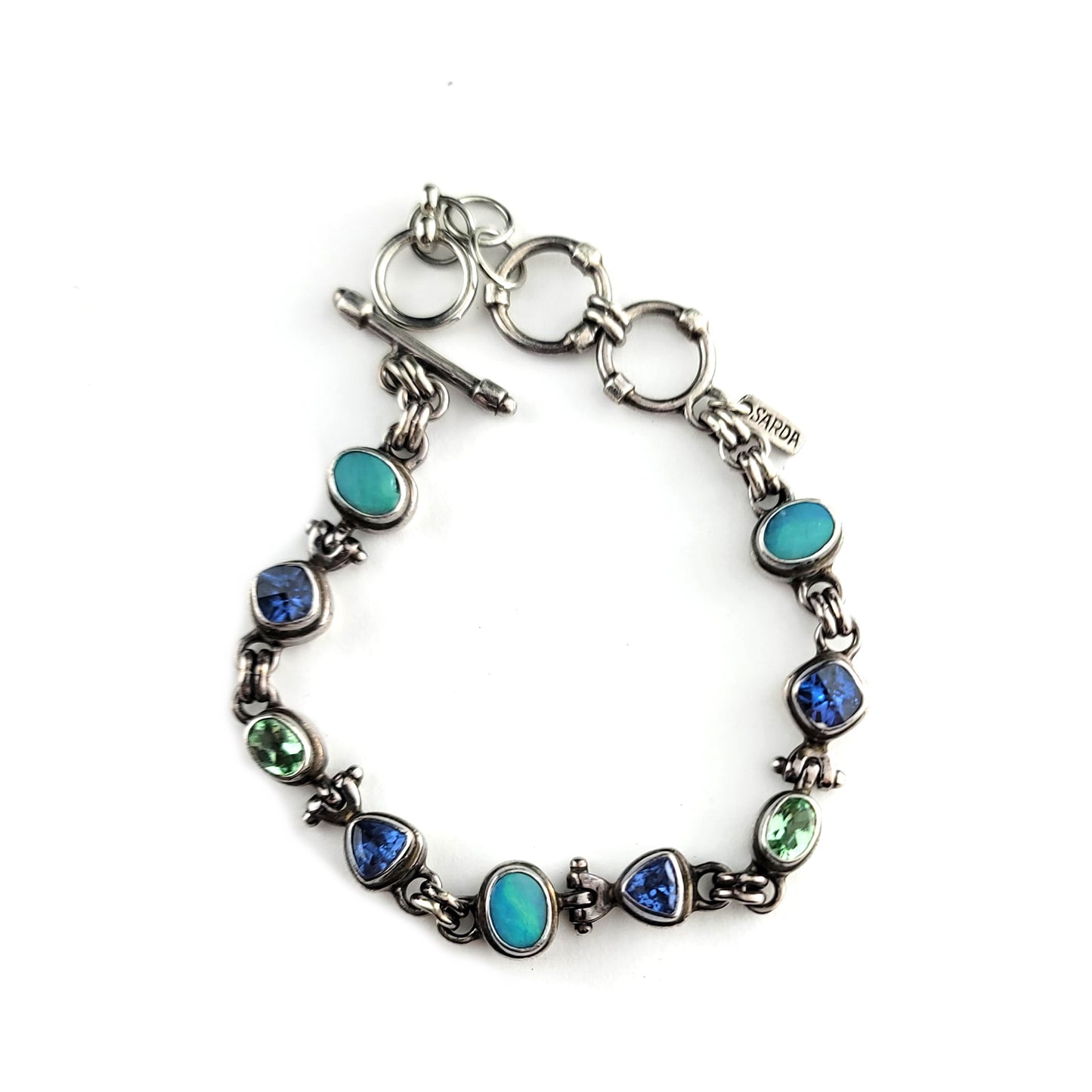 Eternity Toggle Bracelet with Mother of Pearl - Turquoise Gradient