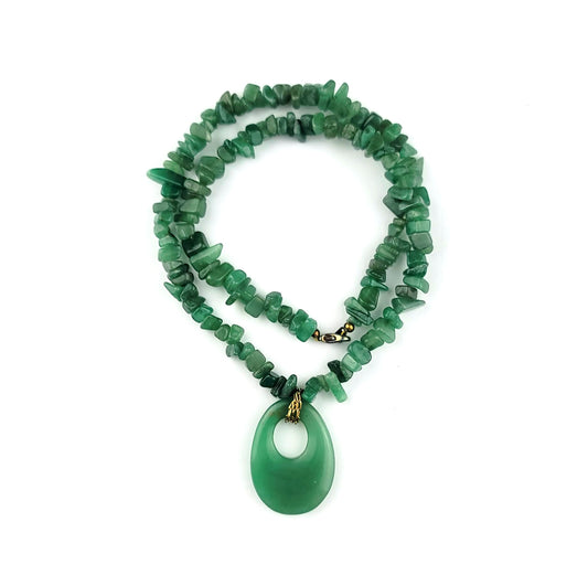 Jadeite Pendant Beaded Necklace by J.J. Dean