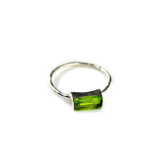 Vintage Sterling Silver 925 Peridot CZ Stack ring