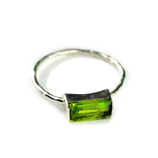 Vintage Sterling Silver 925 Peridot CZ Stack ring