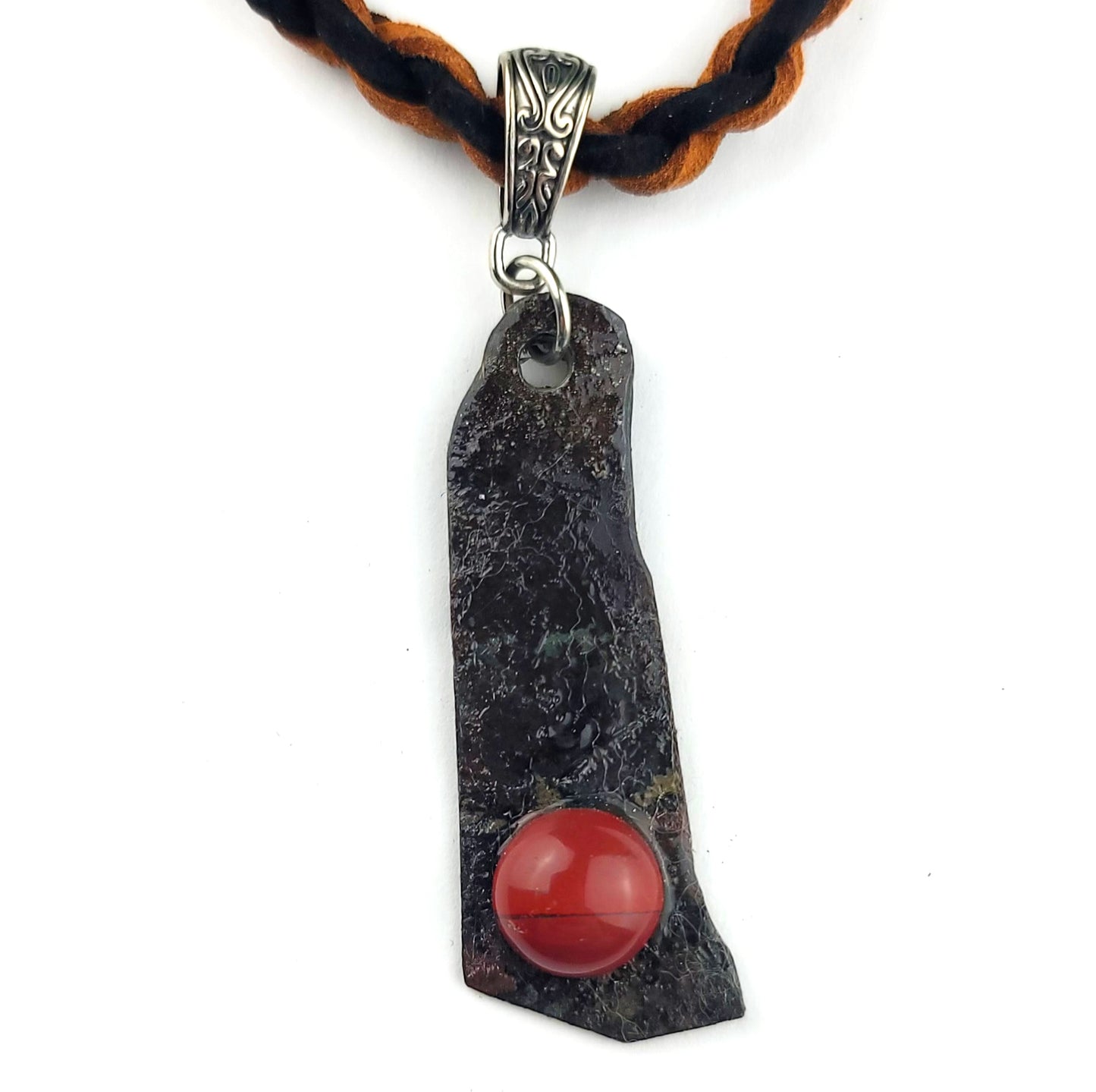 Tool Steel & Red Jasper Necklace by J.J. Dean