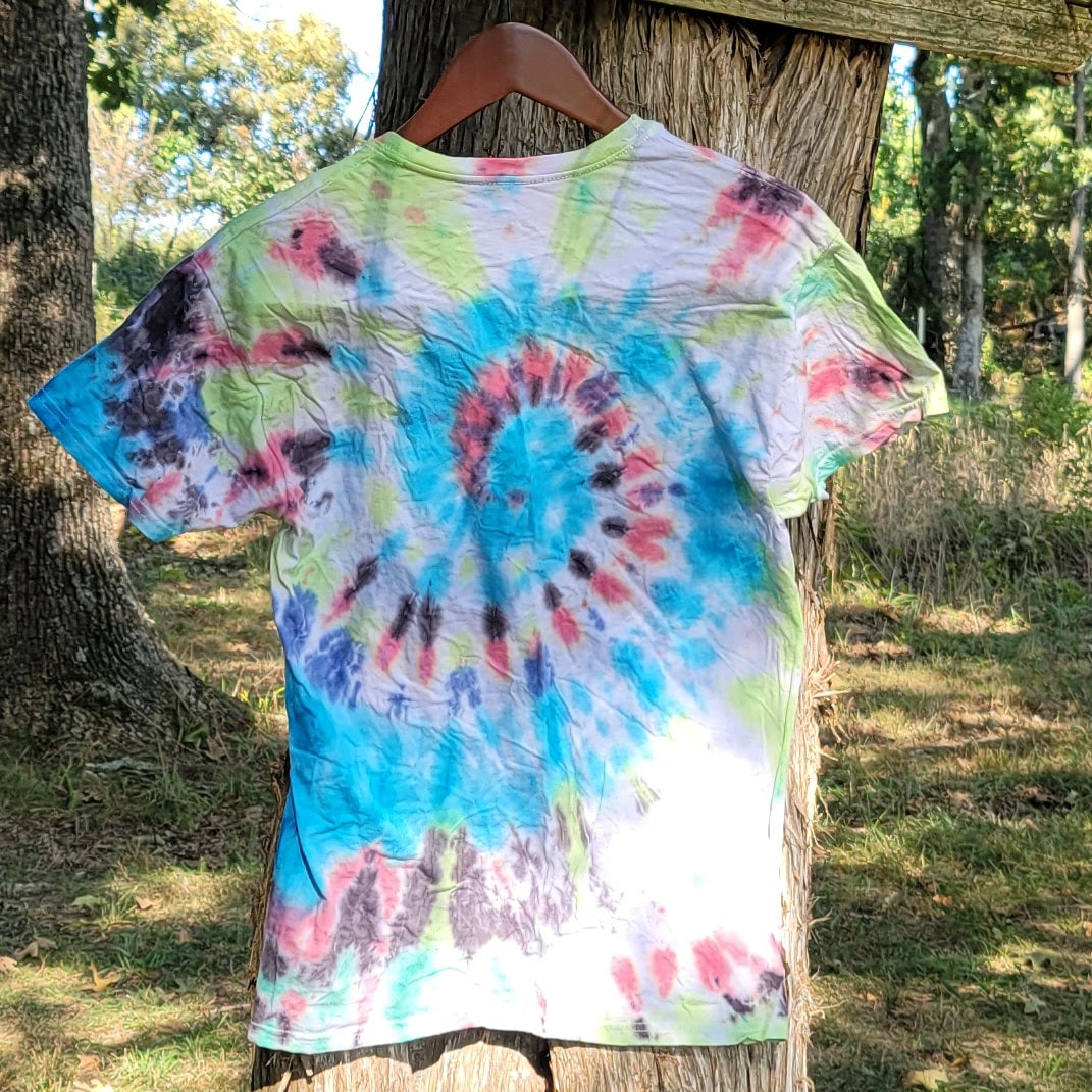 Black Rainbow Spiral Tie Dye Tee Shirt - Hypno Monkey