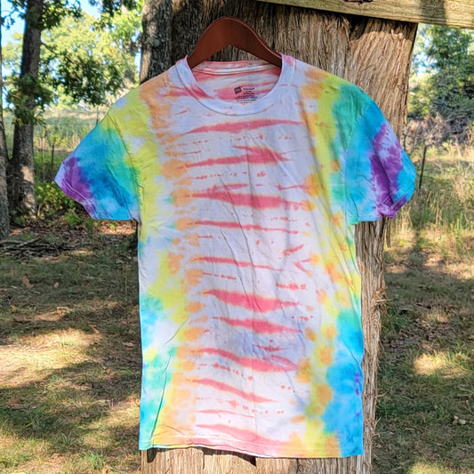 Rainbow Zebra Tie Dye Tee Shirt - Medium - Hypno Monkey