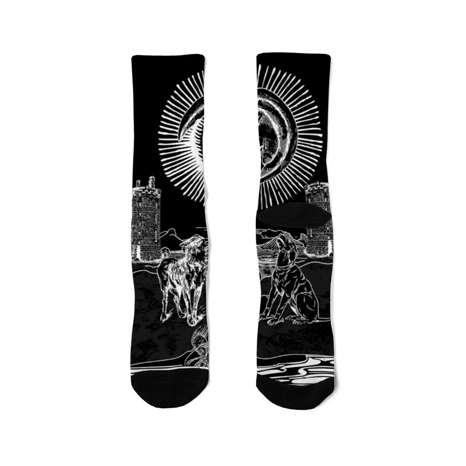 The Moon, Tarot Card, Crew Socks by J.J. Dean