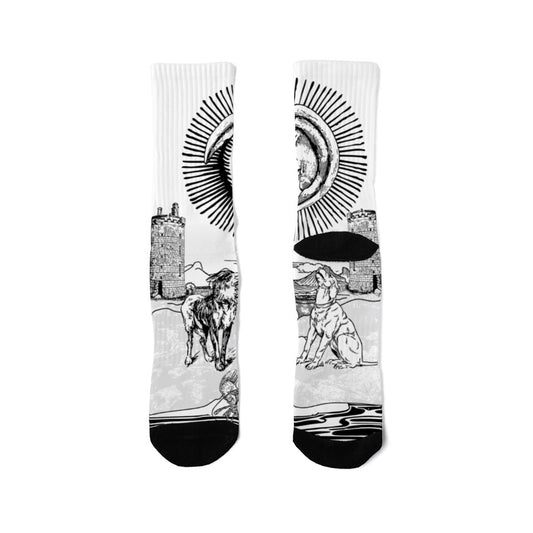 The Moon, Tarot Card, Crew Socks by J.J. Dean