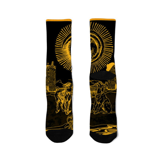 The Golden Moon, Tarot Card, Crew Socks by J.J. Dean