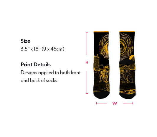 The Golden Moon, Tarot Card, Crew Socks by J.J. Dean