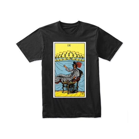 Nine of Cups, Tarot Card, T shirt by J.J. Dean