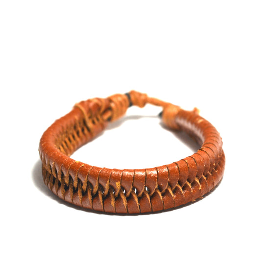 Terracotta Leather Weave Bracelet