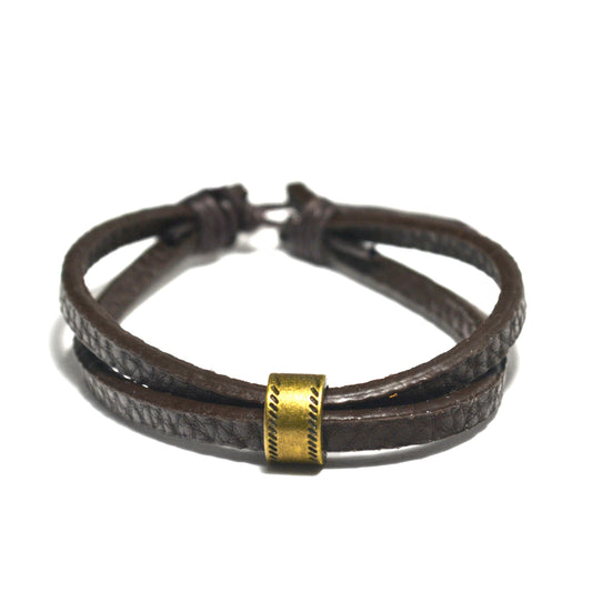 Gold Ring Leather Bracelet