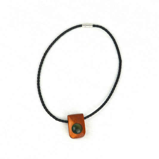 Green Onyx & Cedar, Pendant, Necklace by J.J. Dean