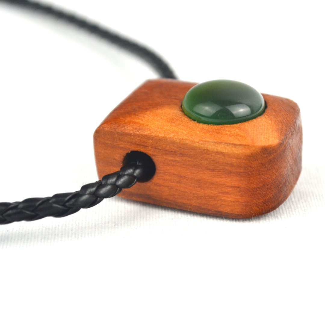 Green Onyx & Cedar, Pendant, Necklace by J.J. Dean