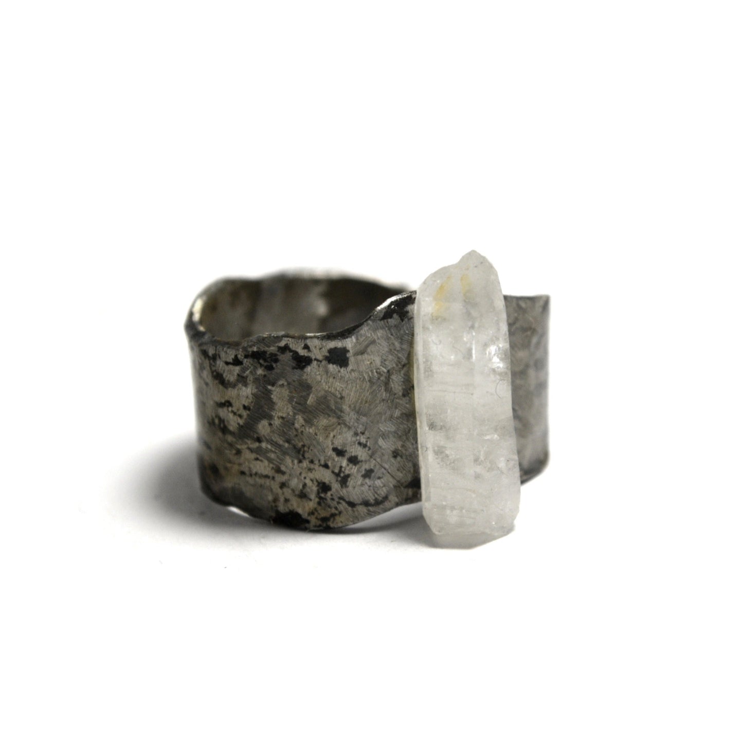 Quartz Crystal, Tool Steel, Ring by J.J. Dean