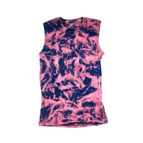 Coral Storm Sleaveless Bleach Tie Dye Tee Shirt - Small - Hypno Monkey