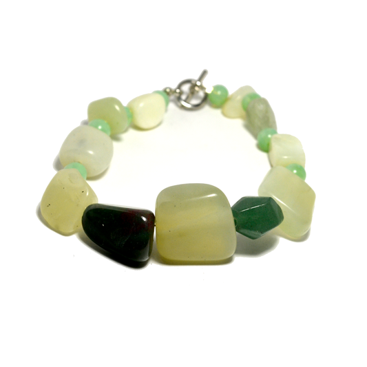 Jade & Jadeite Nugget Bracelet by J.J. Dean