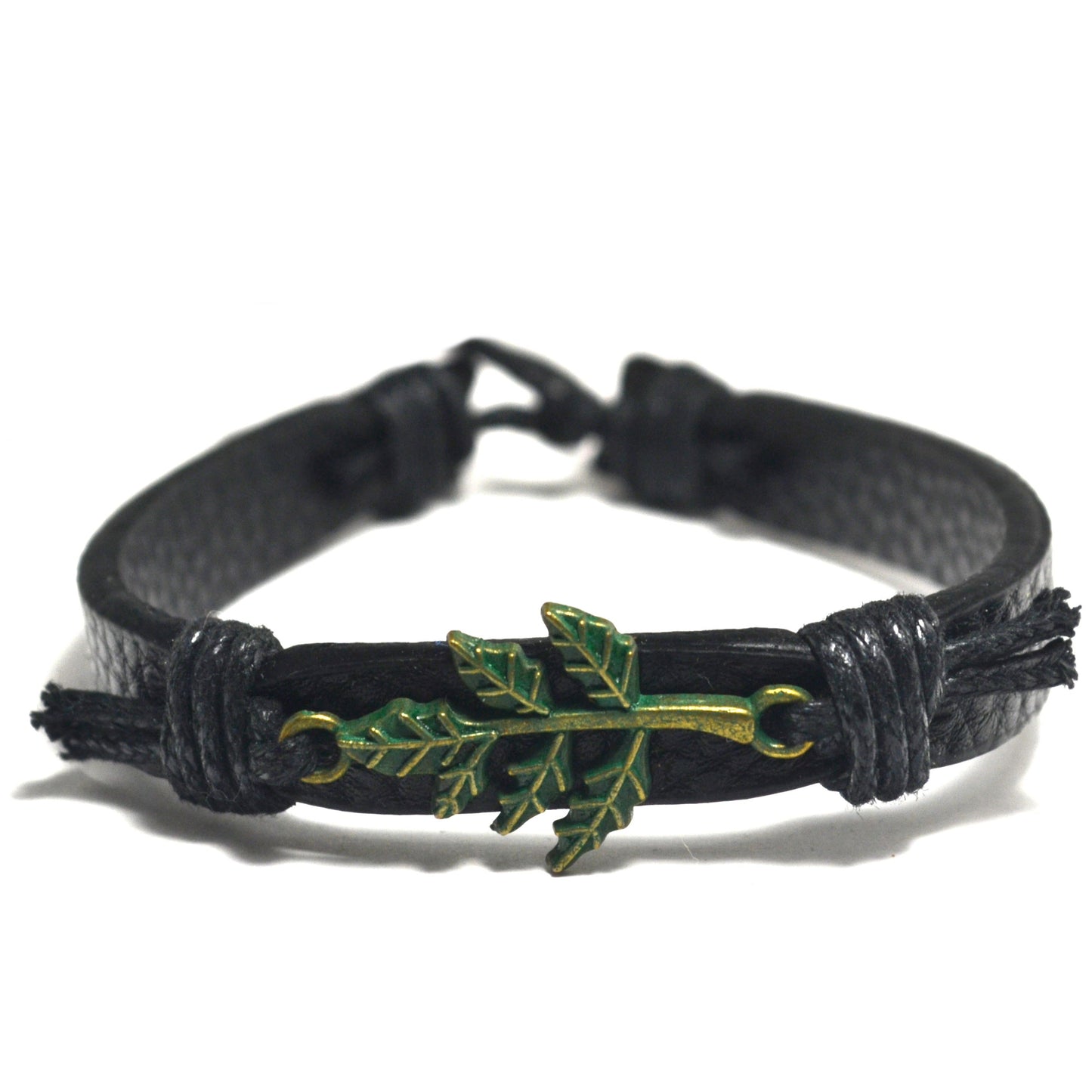 Green Leaf Leather Bracelet