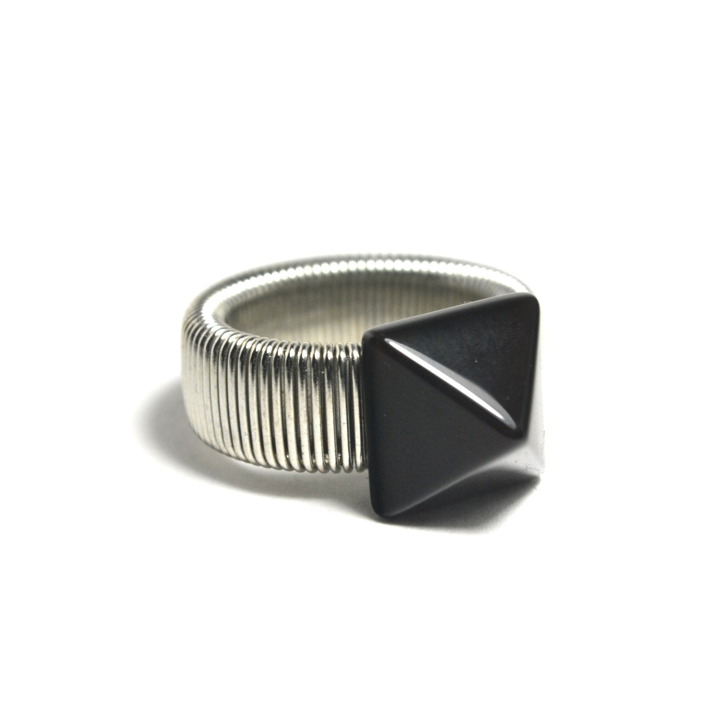 Black Onyx Pyramid Ring by J.J. Dean