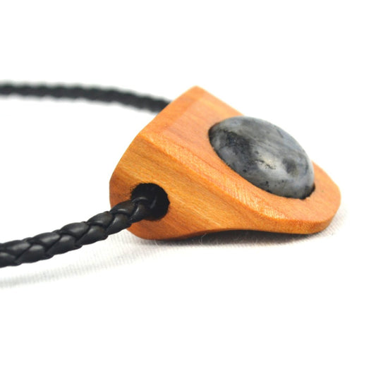 Spectrolite & Cedar, Pendant, Necklace by J.J. Dean