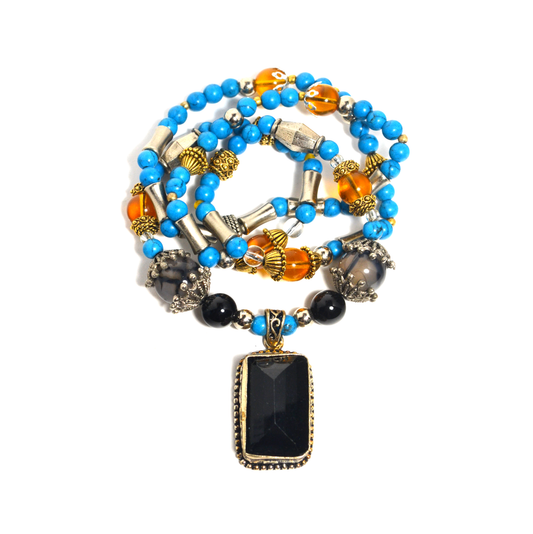 Smoky Quartz & Turquoise Necklace by J.J. Dean